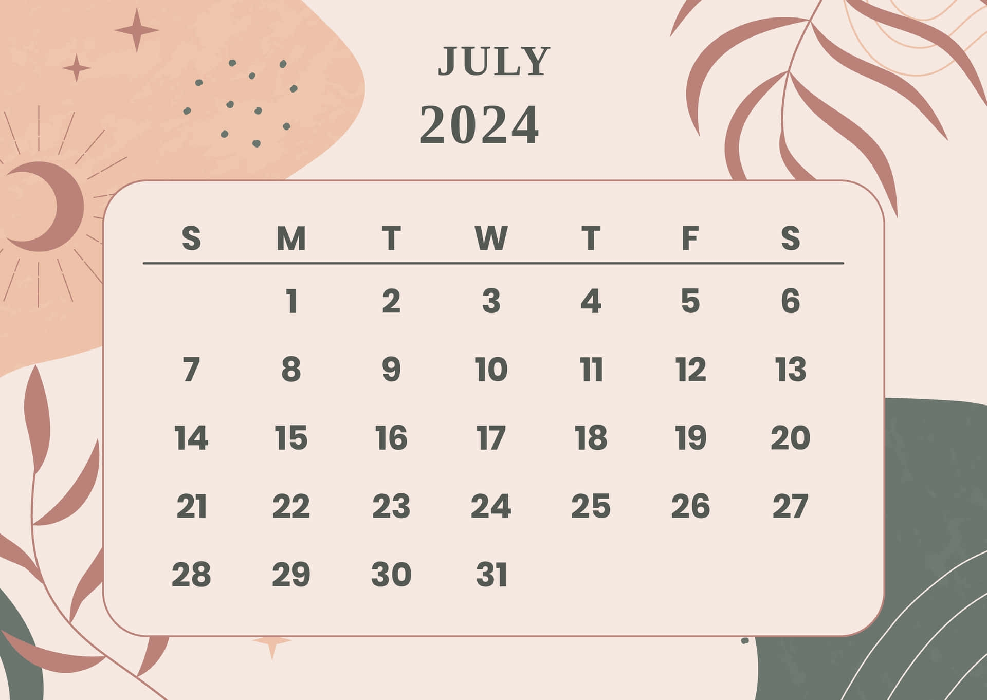 Download July2024 Calendar Aesthetic Wallpaper Wallpapers