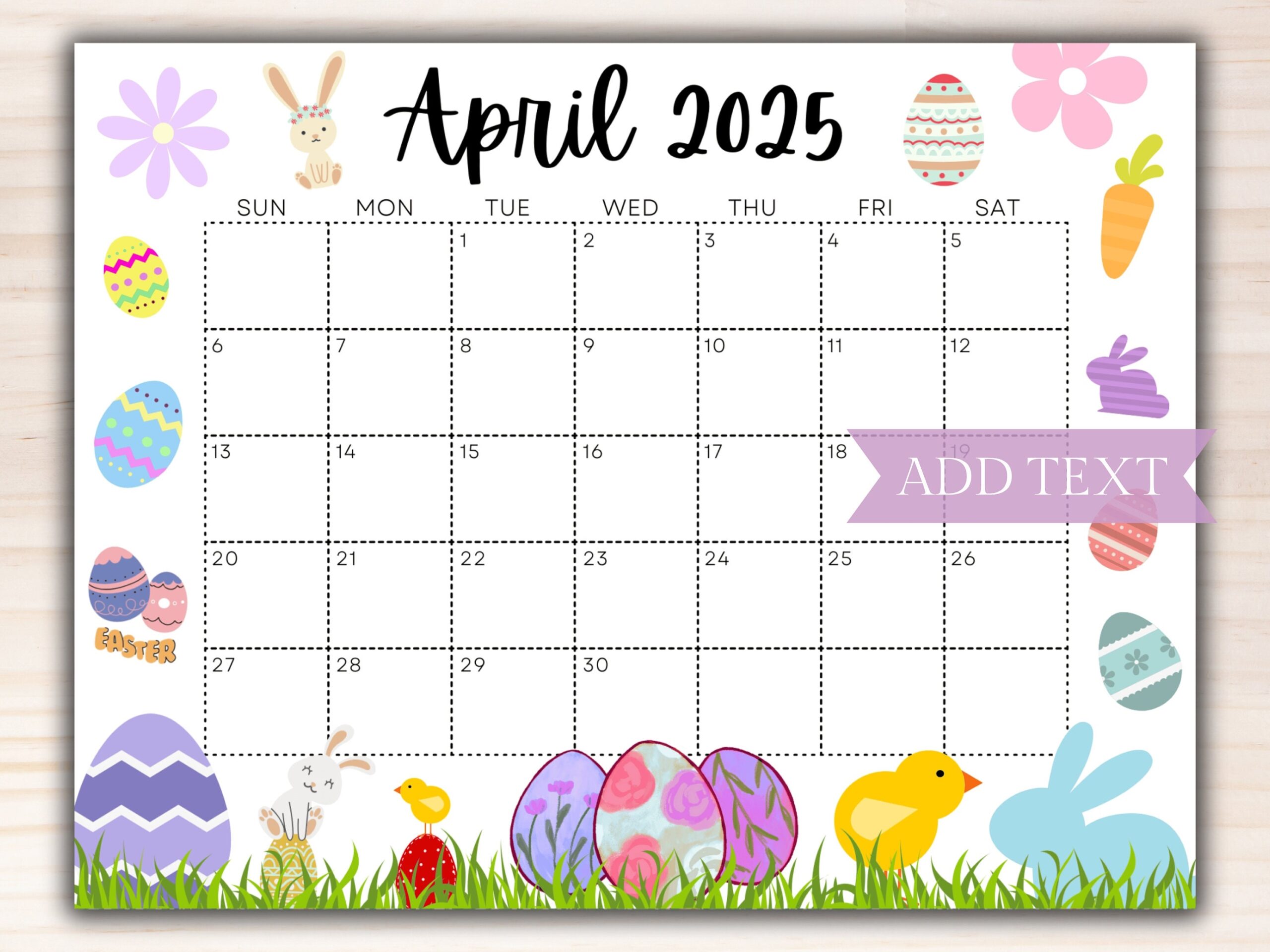 EDITABLE April 2025 Calendar Printable Calendar 2025 Beautiful Easter 