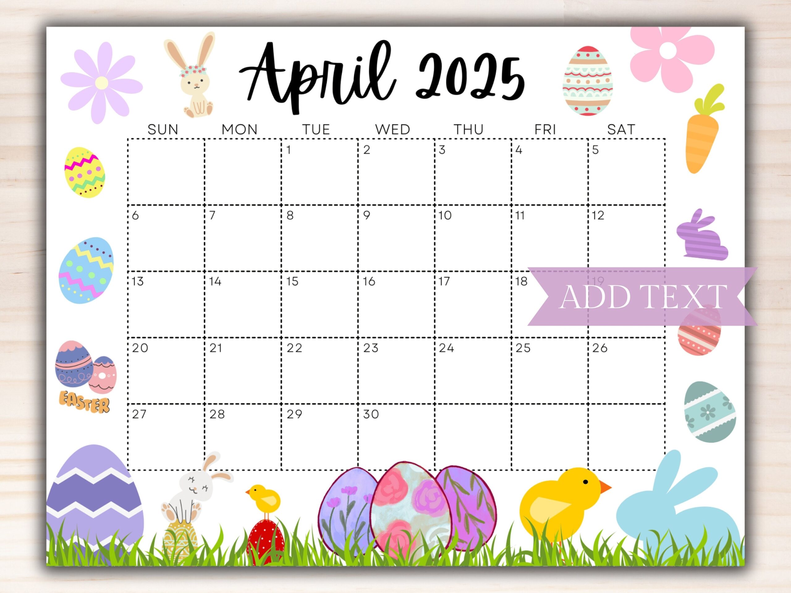 EDITABLE April 2025 Calendar Printable Calendar 2025 Beautiful Easter 