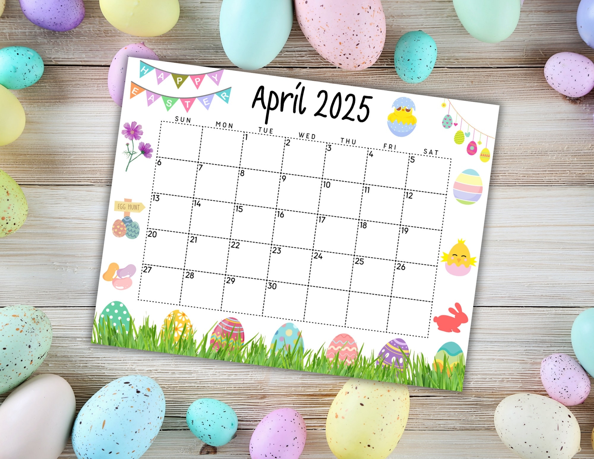 EDITABLE Printable April Calendar 2025 Printable Wall Calendar 2025 