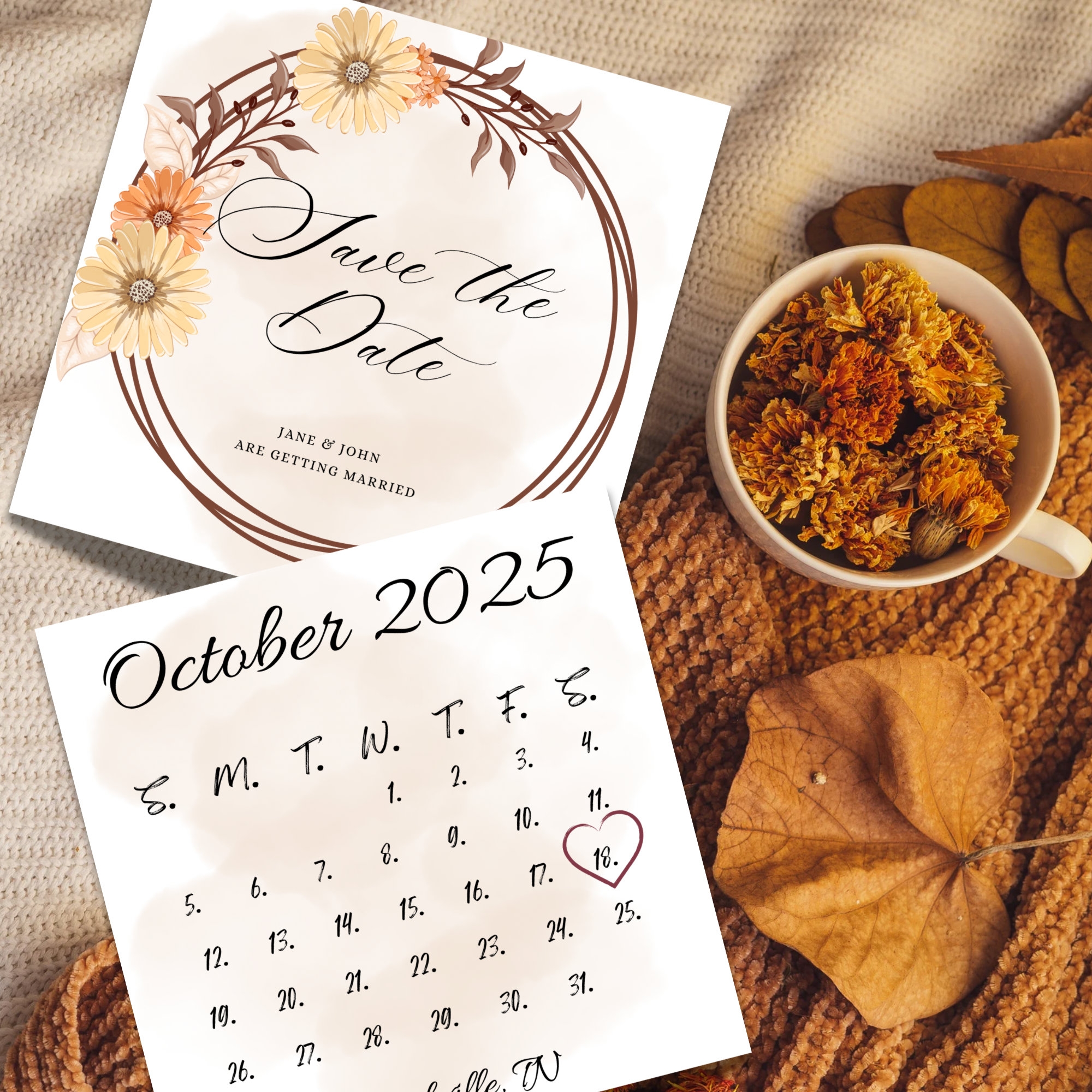 Wedding Date Calendar 2025