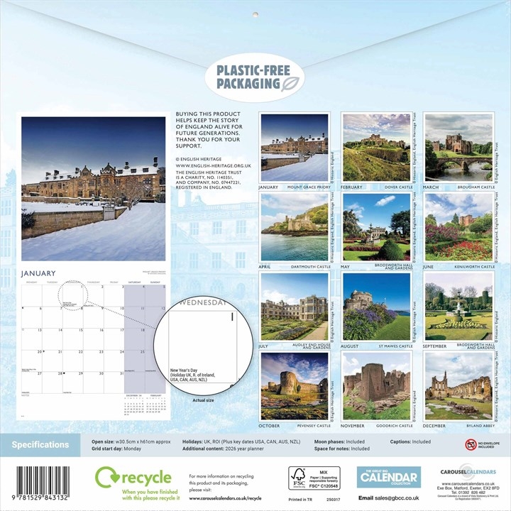 English Heritage Historic Houses Gardens And Castles Calendar 2025 