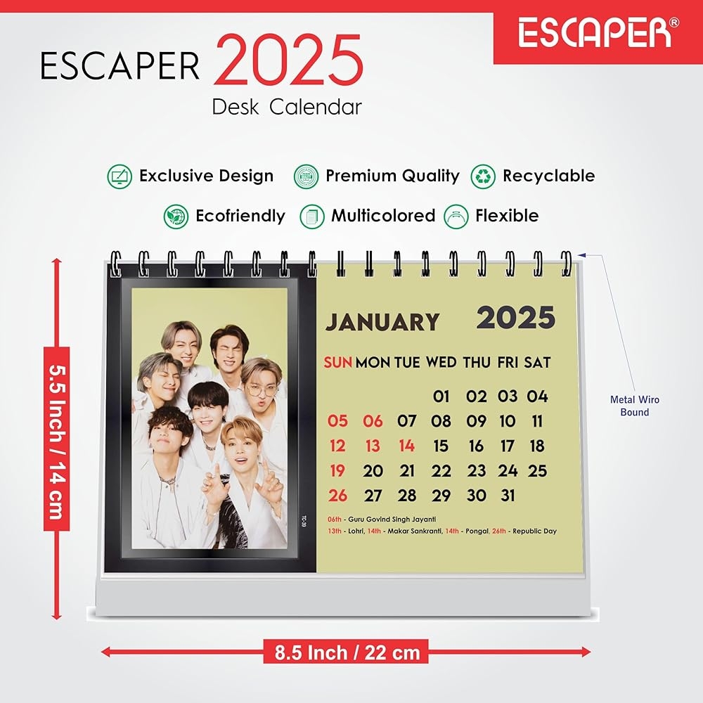 ESCAPER BTS Calendar 2025 Desk BTS Band Calendar 2025 BTS Desk