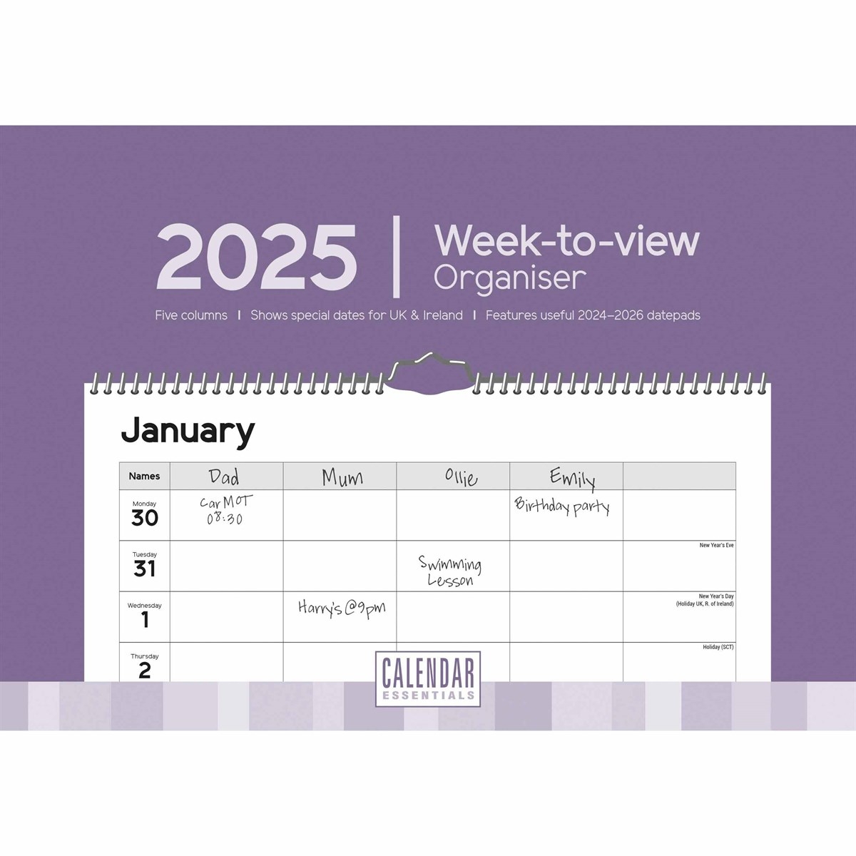 Essential A4 Week to View Family Organiser 2025