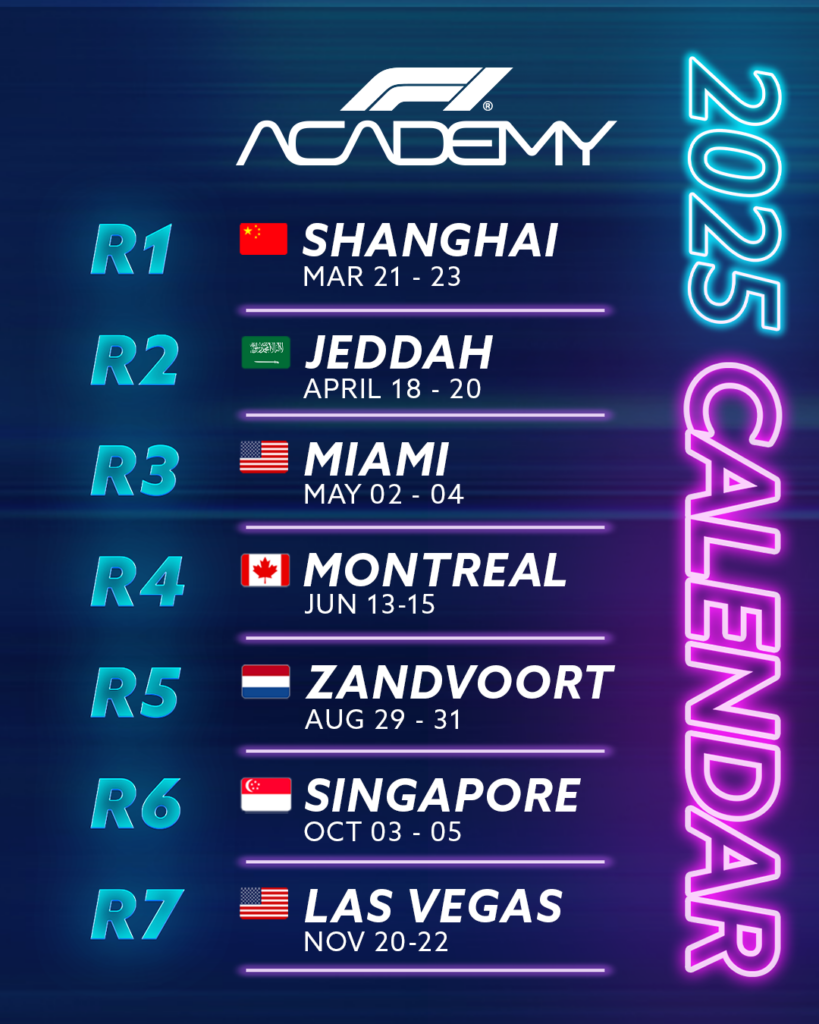 F1 ACADEMY Unveils 2025 Calendar Formula One World Championship Limited