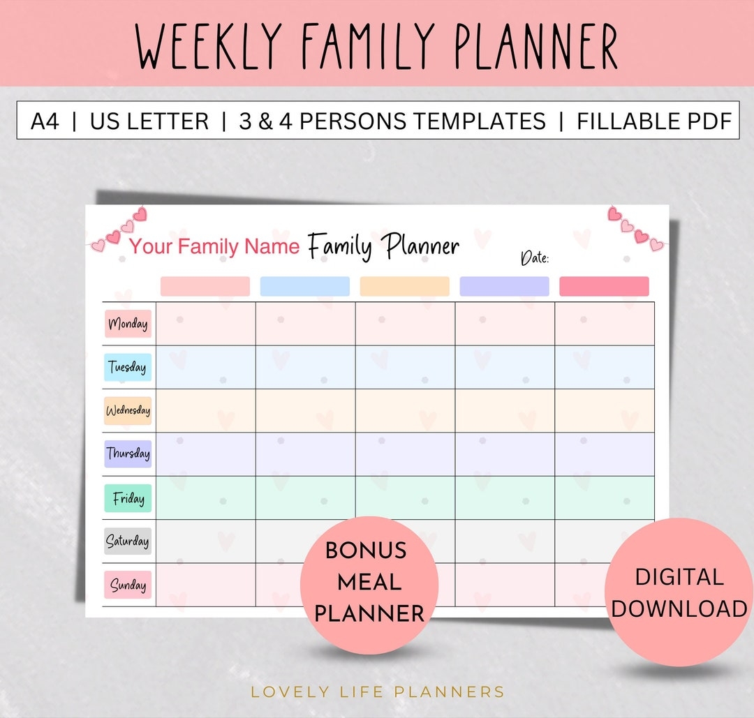 Family Planner Calendar 2025 Printable Nadia Wesley