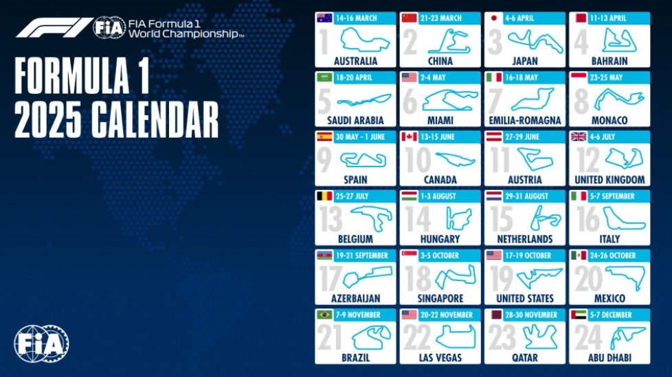 FIA And Formula 1 Announce 2025 Calendar Sports247