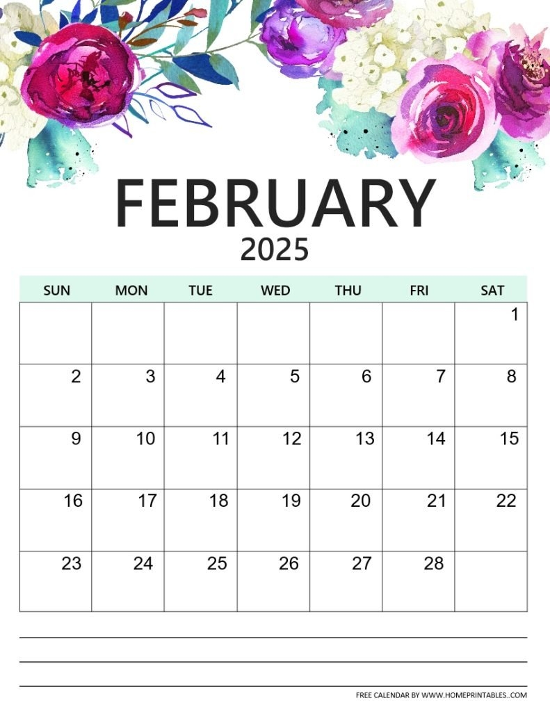 Floral 2025 Calendar Printable PDF A Beautiful Design 