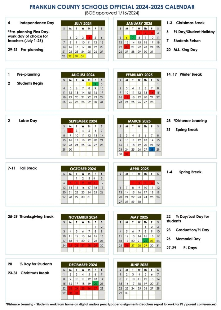 Franklin Regional 2025 Calendar Daveta Adriena