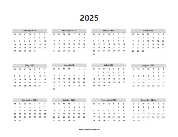 2025 Calendar Printable Free One Page