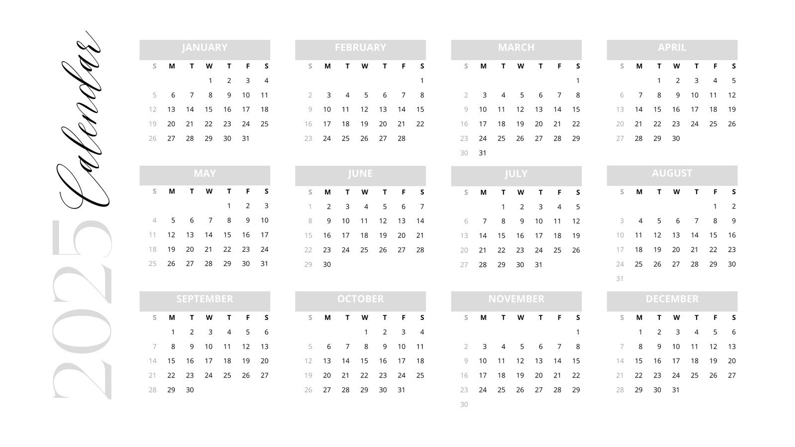 Calendar 2025 Customizable Free