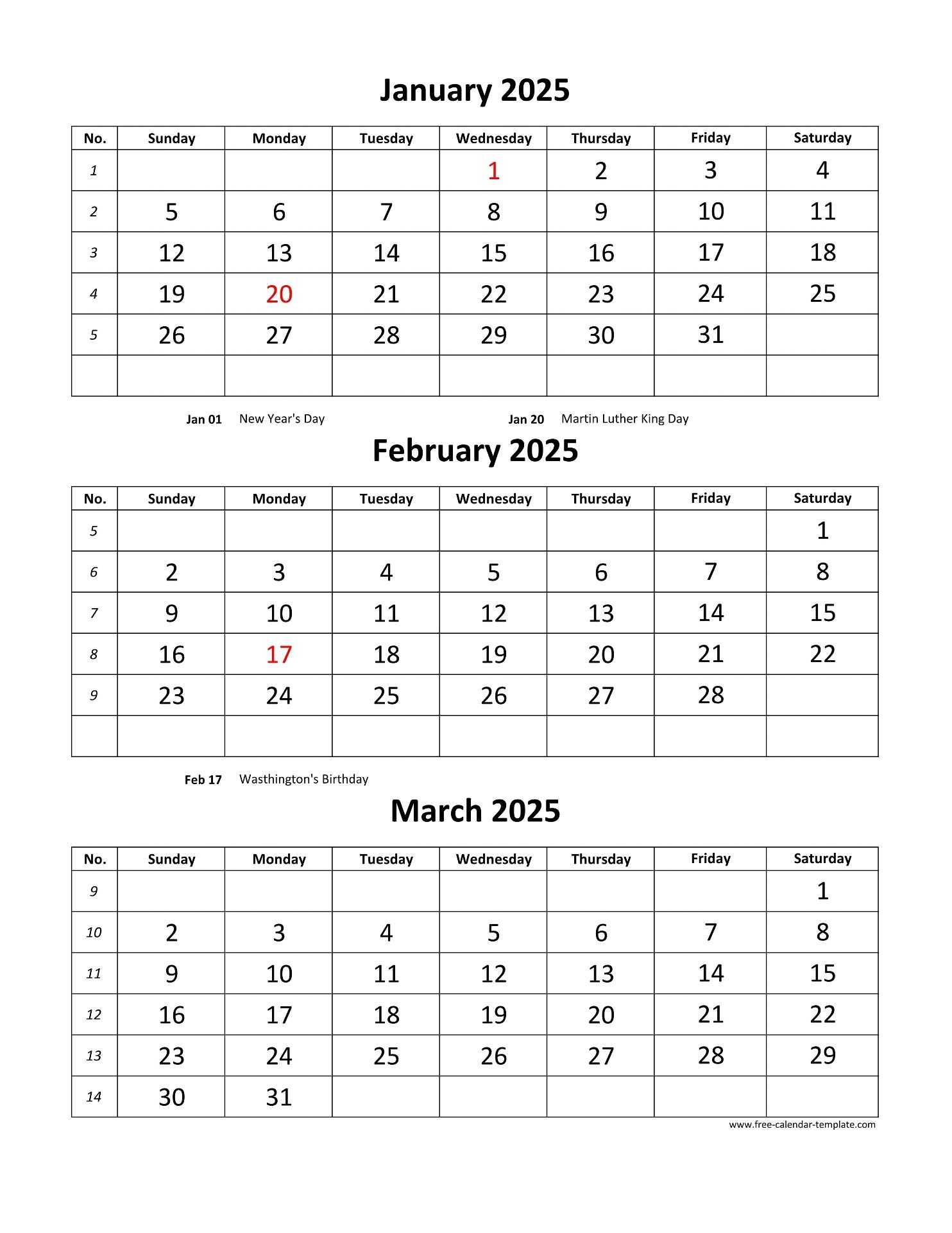 Free Calendar Template 2025 Monthly Sidney R Manley