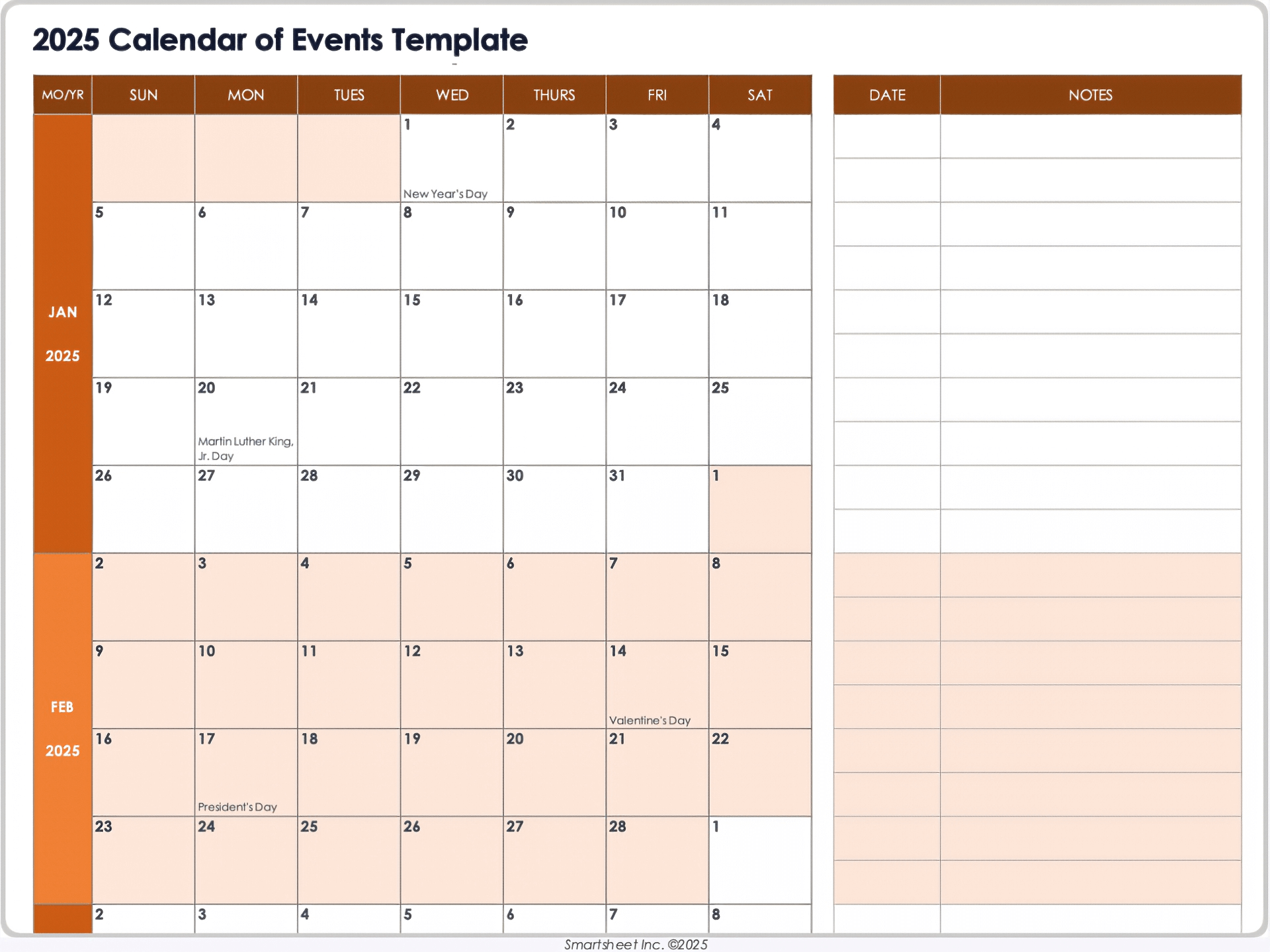 Free Download Calendar 2025 Excel
