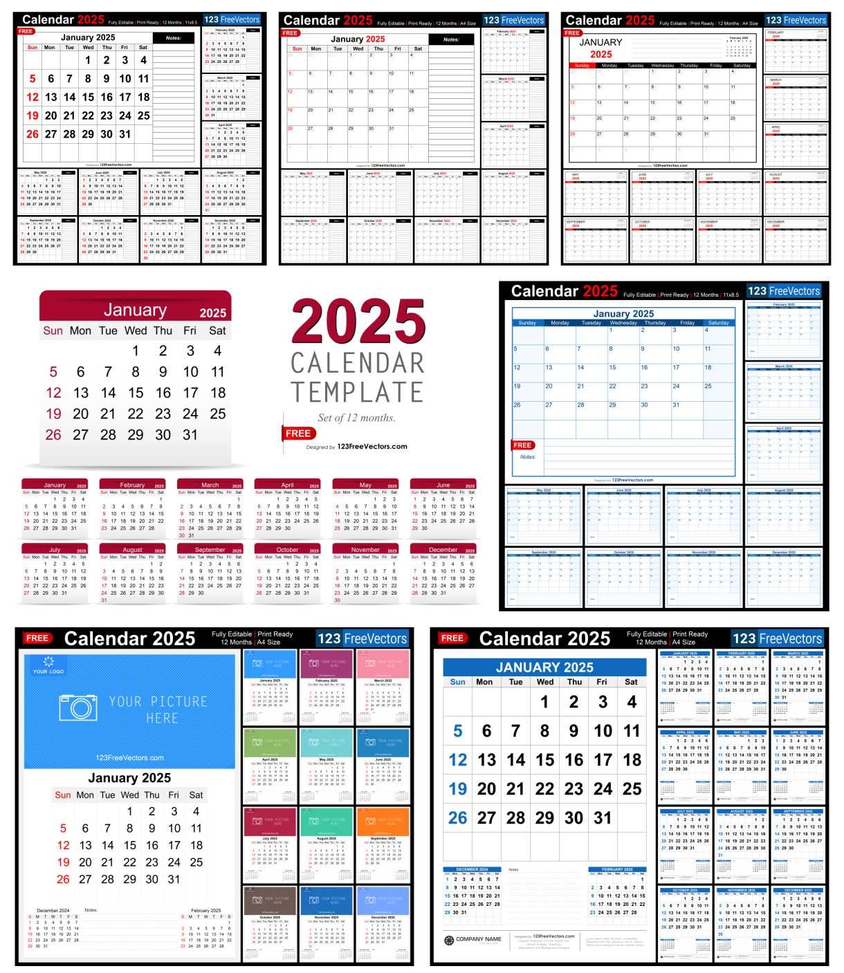 Calendar 2025 Design Template Free Download