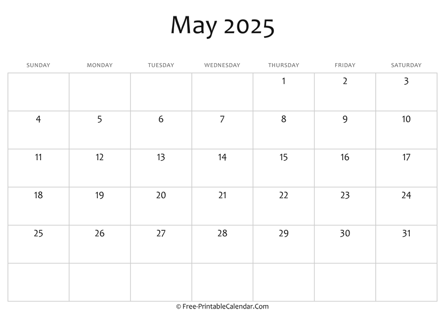 Free Editable May 2025 Calendar Weekly Celene Kalindi