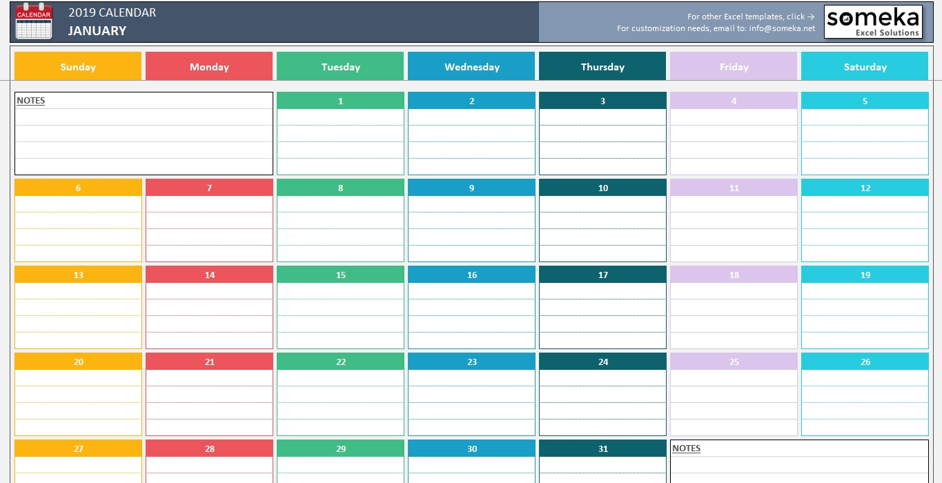 Free Excel Calendar Template 2025 Editable Zahira Sage