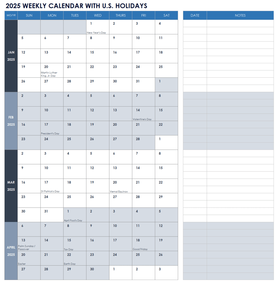 Free Excel Calendar Templates