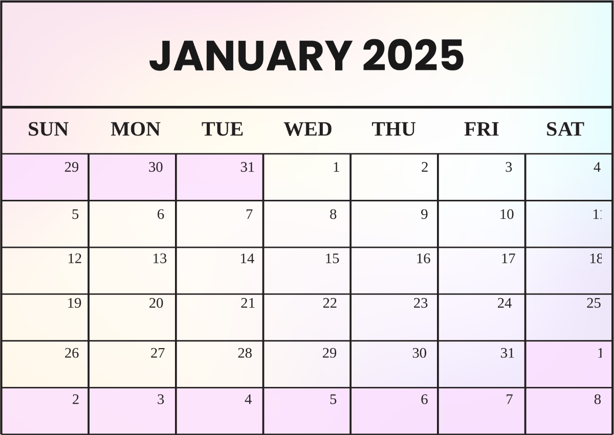 Free One page 2025 Calendar Template To Edit Online