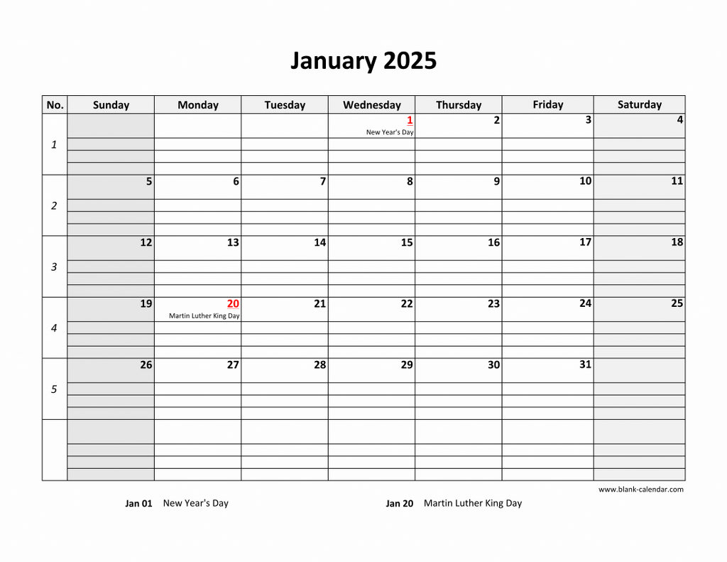 Free Printable 2025 Calendar With Grid Lines Susan W McCleskey