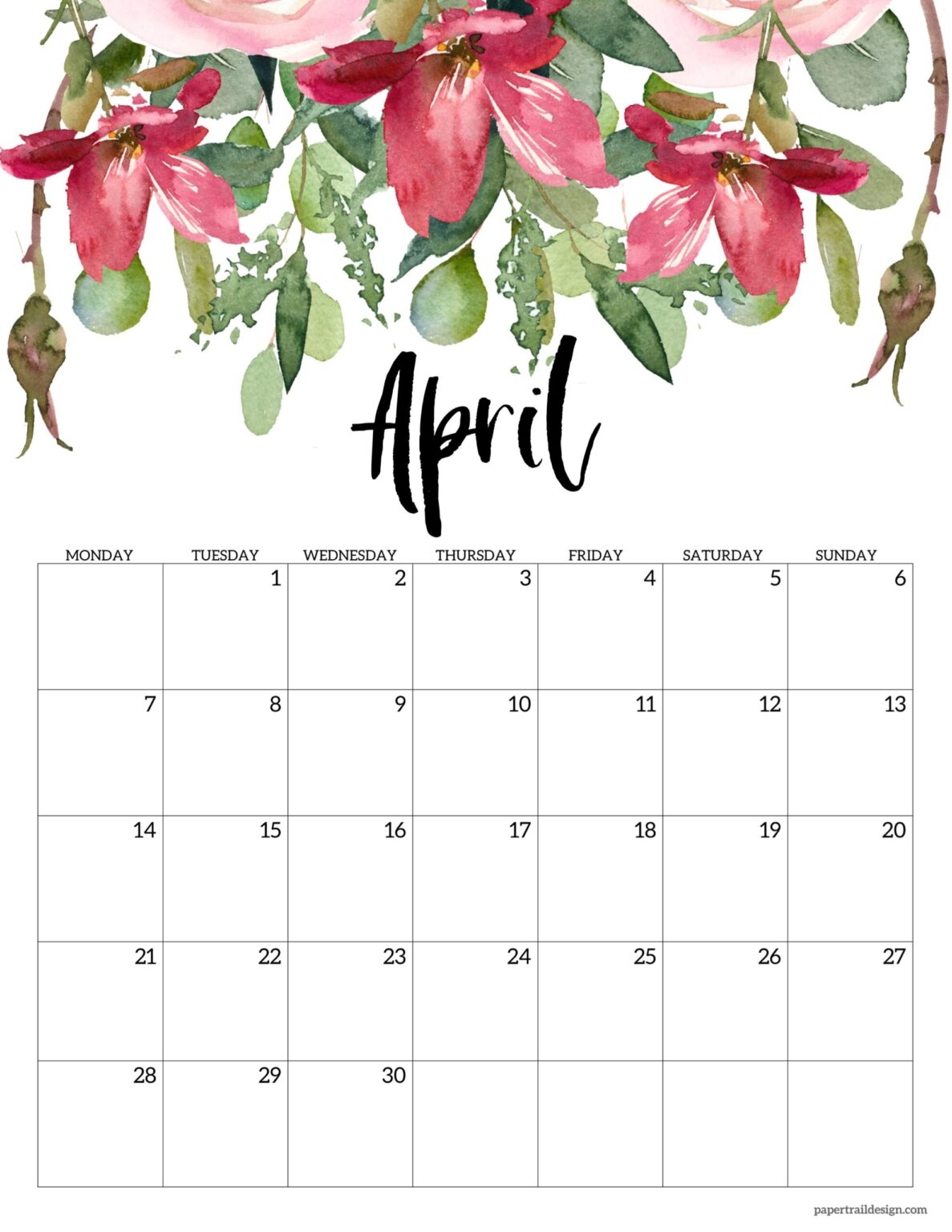2025 Calendar Printable Paper Trail Design