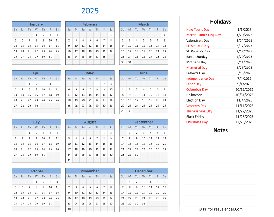 Free Printable 2025 Monthly 2025 Calendar With Holidays Usain Bolt Iot 