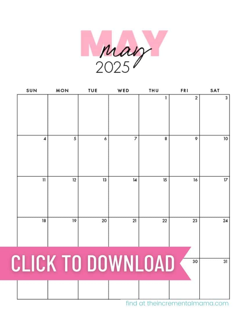 2025 Calendar Printable Pink