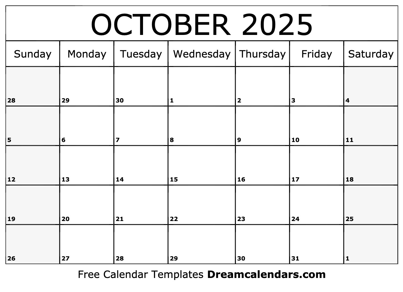 Free Printable Calendar October 2025 Monday Start Robert N Few
