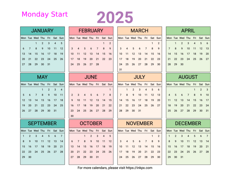 2025 Calendar Free Printable Landscape