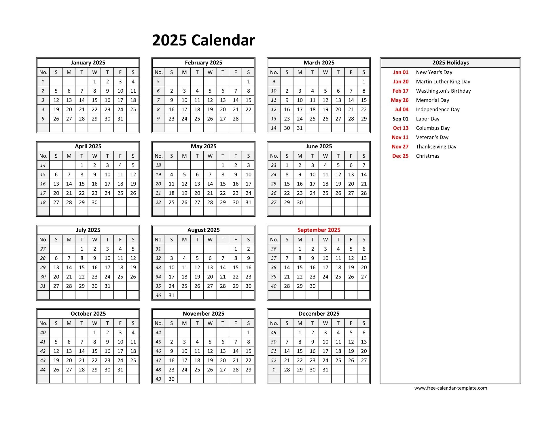 Free Printable Downloadable 2025 Calendar Carter Lebona