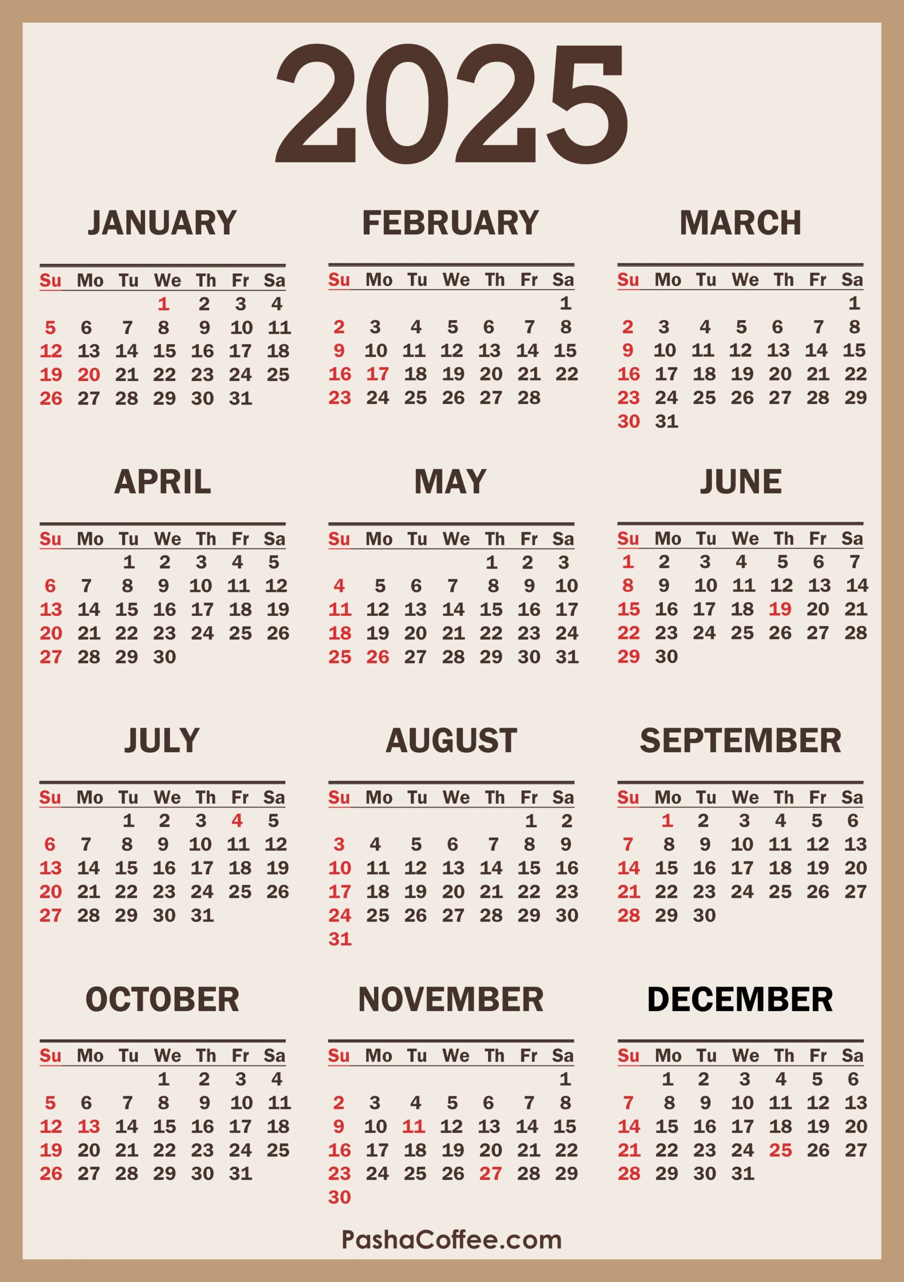 Full Year Calendar 2025 Pdf Free Download Mimir M Mortensen