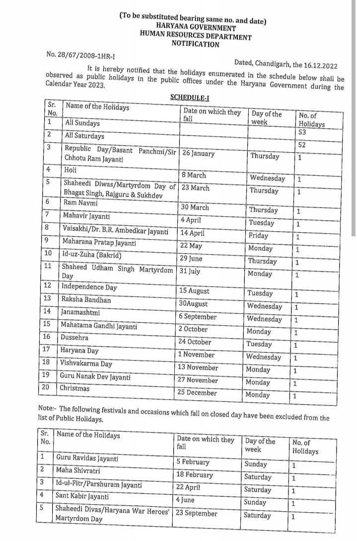 Government Holidays 2025 Haryana Online Sandra J Block