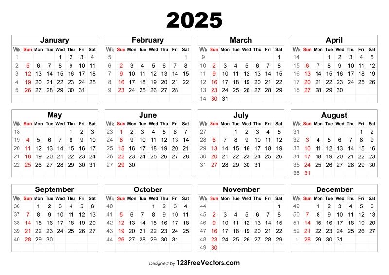 Grab Printable 2025 Calendar With Week Numbers Calendar Gallery