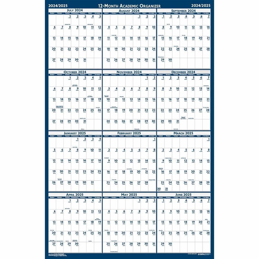 House Of Doolittle Academic July June Wall Calendar Julian Dates Yearly 1 Year July 2024 June 2025 24 X 37 Sheet Size 1 13 X 1 63 