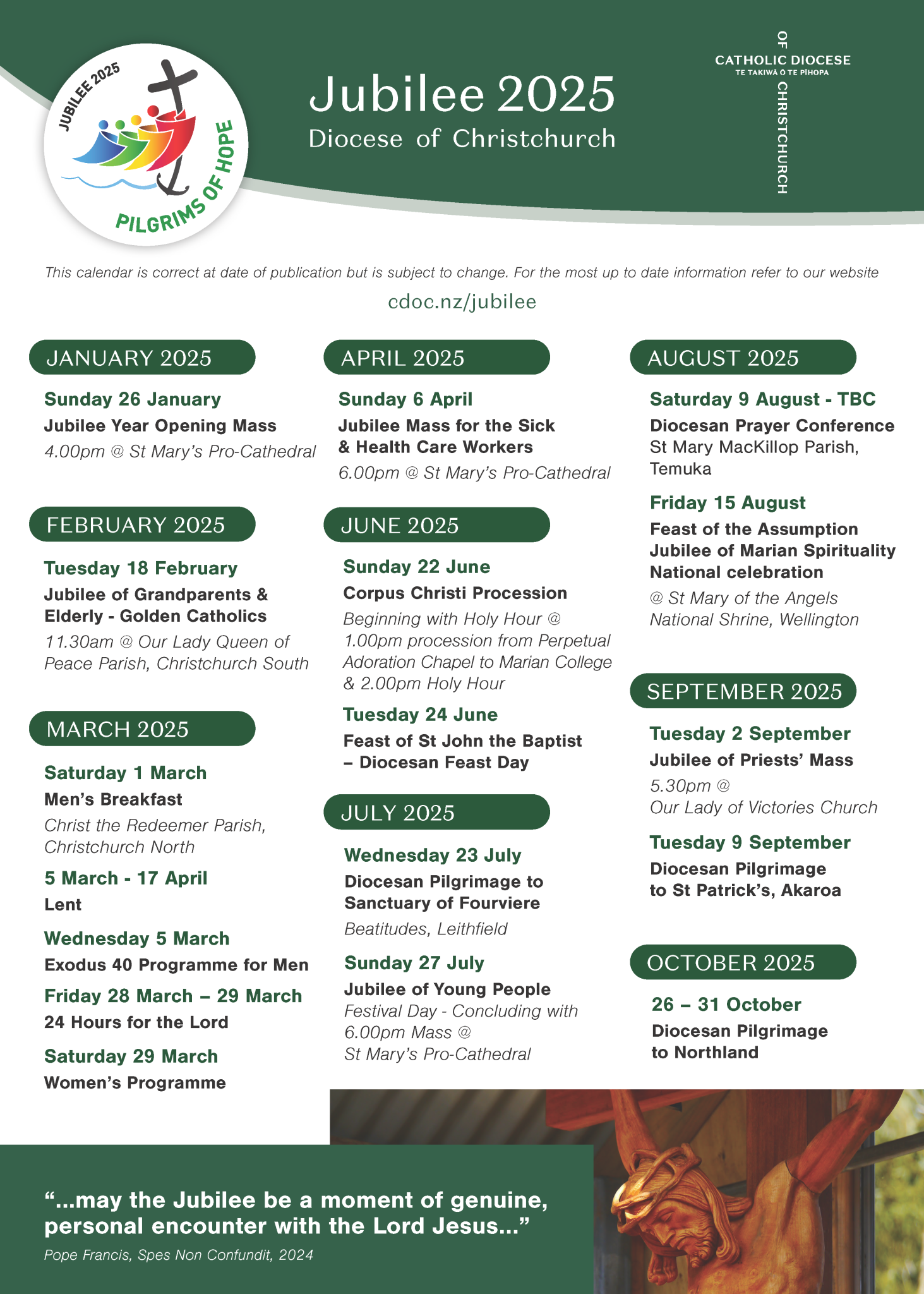 Jubilee Year 2025 Catholic Diocese Of Christchurch