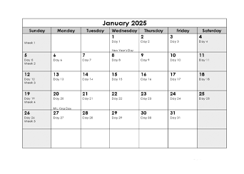 2025 Julian Calendar Printable Free Download
