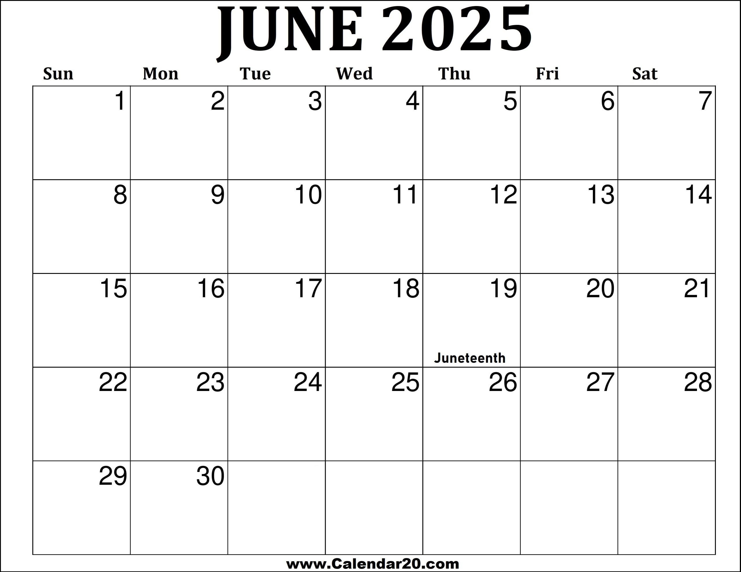 June 2025 Calendar Printable Calendar20