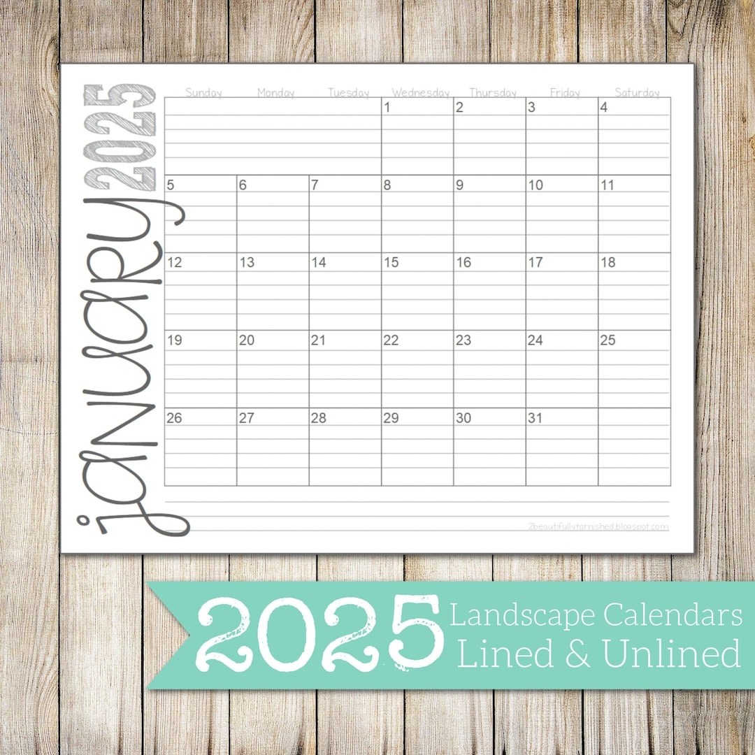 Lined Printable Calendar 2025 Emilia Aindrea