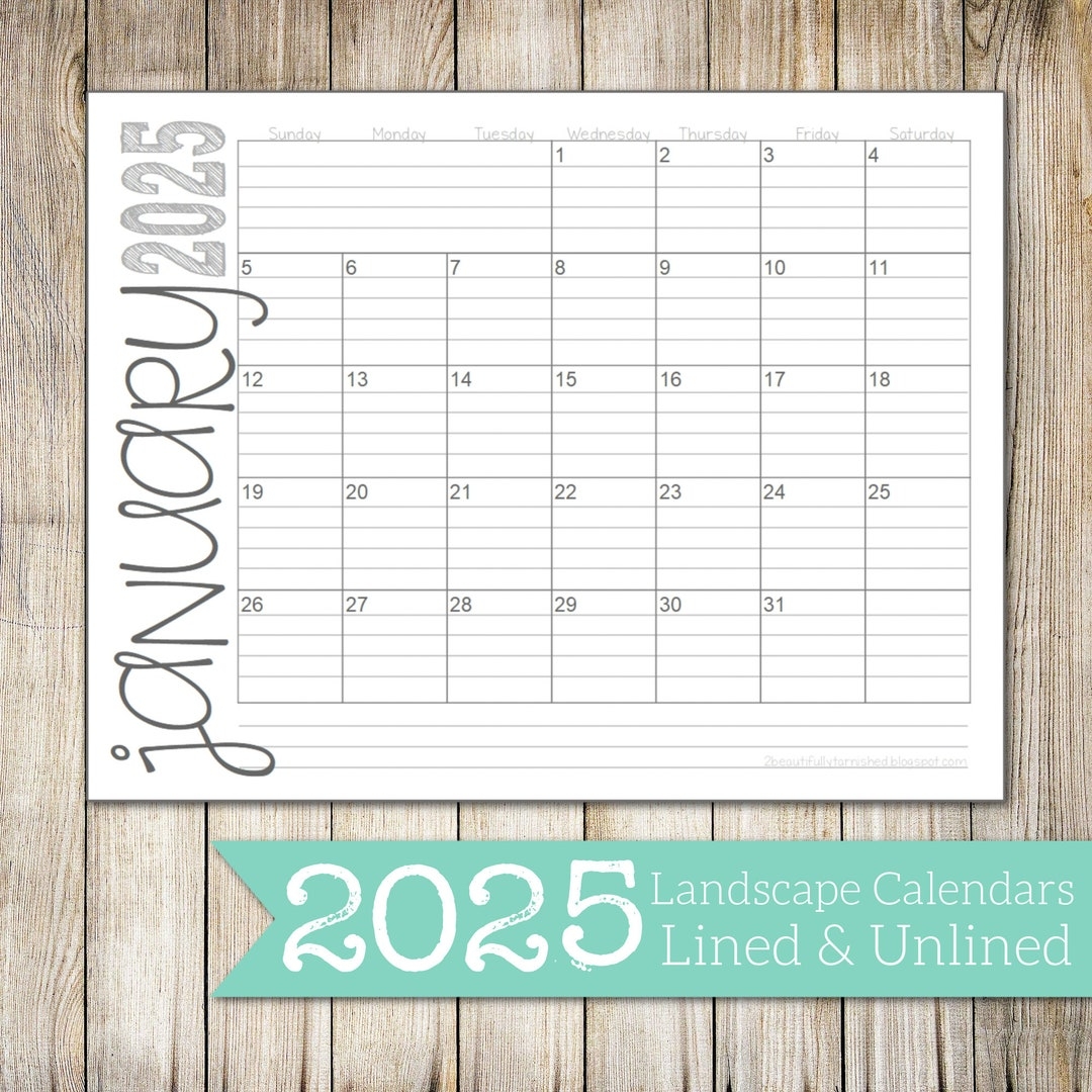Lined Printable Calendar 2025 Emilia Aindrea