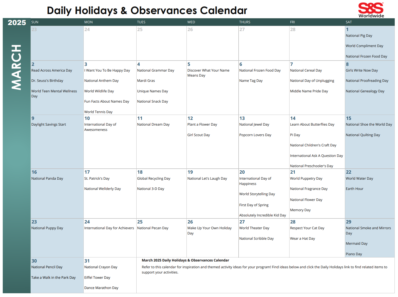 National Days 2025 Calendar With Holidays