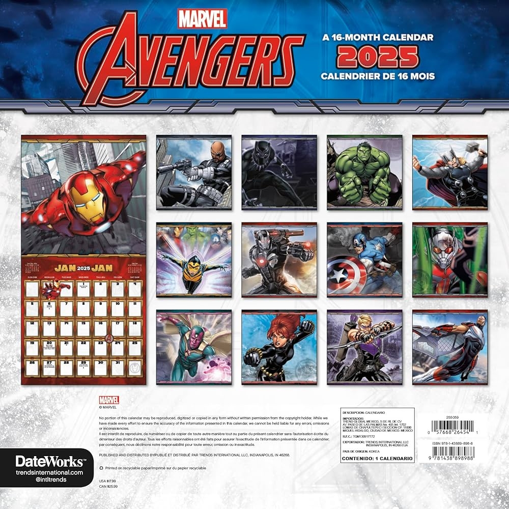 Marvel 2025 Calendar Kyla Monmore