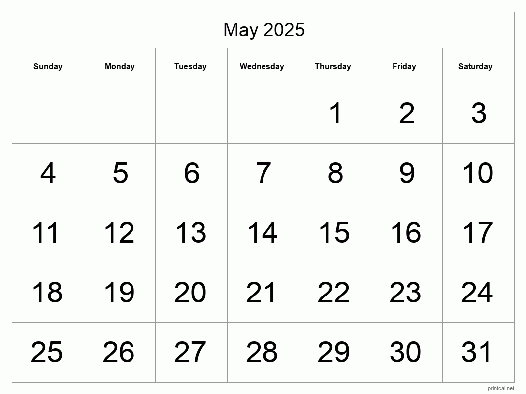 May 2025 Calendar Birthday Images Archie M Vaux