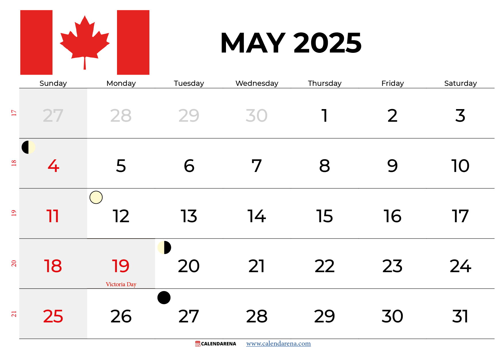 May 2025 Calendar Canada With Holidays