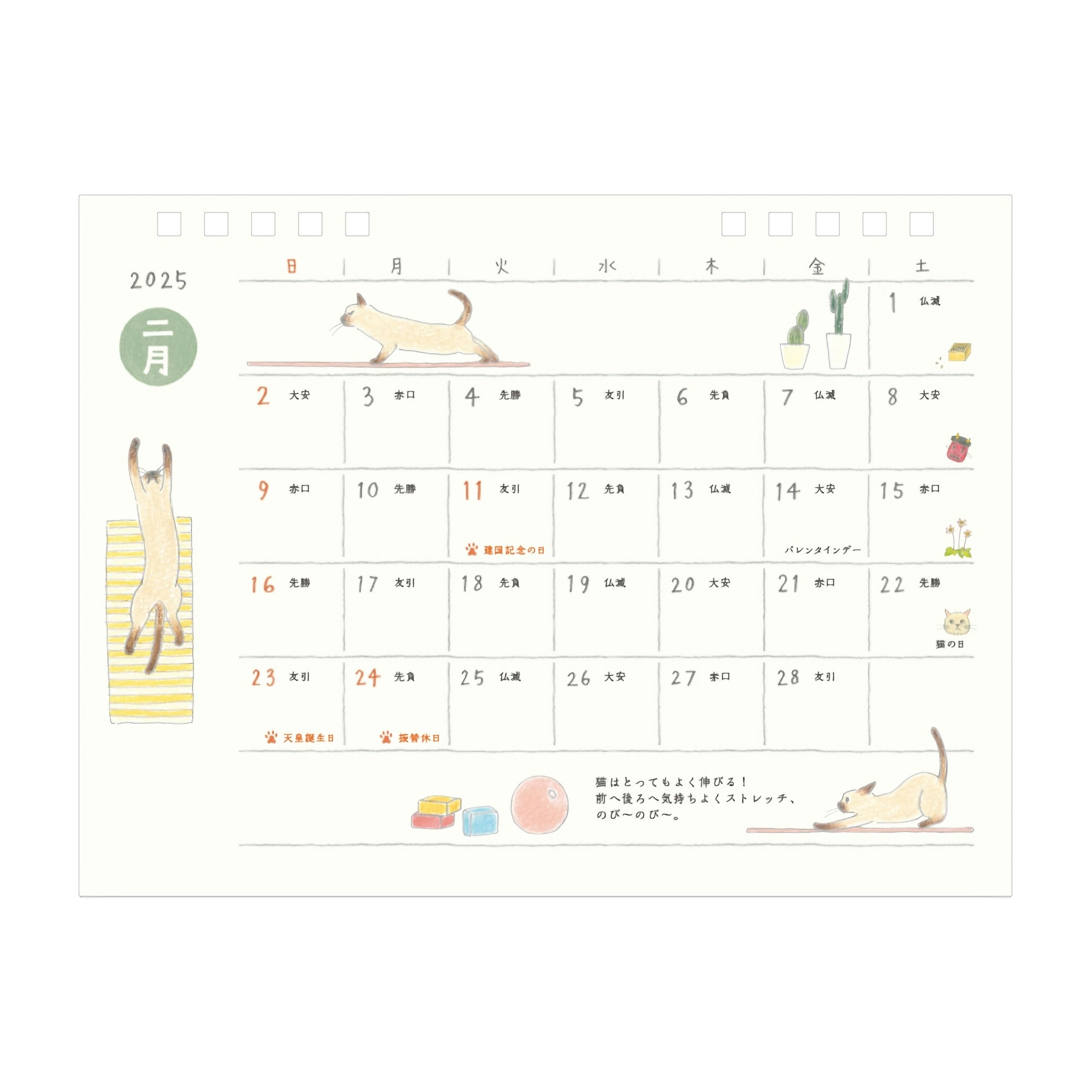 Midori Desktop Calendar Cat 2025 M Komadori