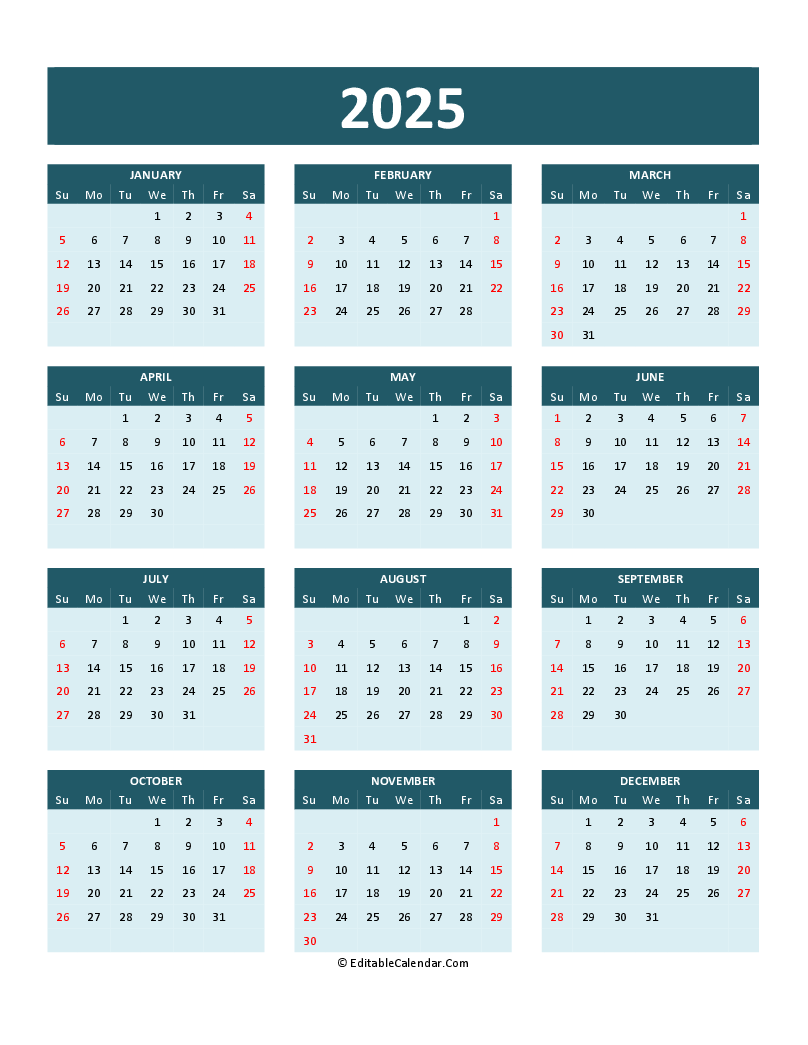 2025 Printable Calendar By Month Printable Free Word