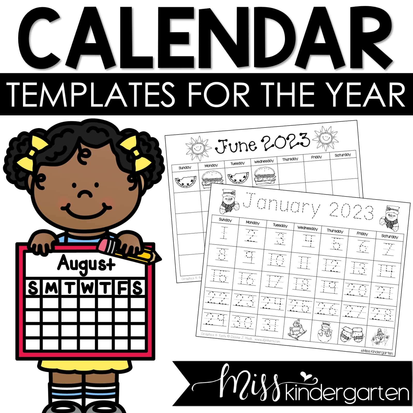 Monthly Editable Calendar Templates 2024 2025 Plus Yearly Updates Miss Kindergarten