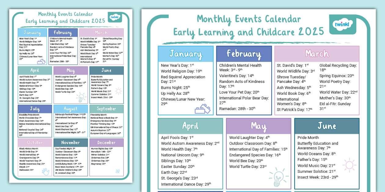 Eyfs Calendar Events 2025