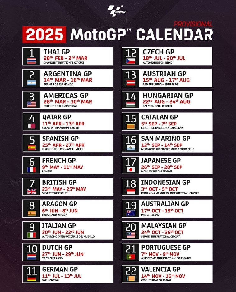 MotoGP The Provisional 2025 Calendar Is Out But Paddock GP