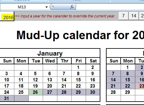 Mud Up Calendar Rotational Planner Sheet For Oilfield Personnel 