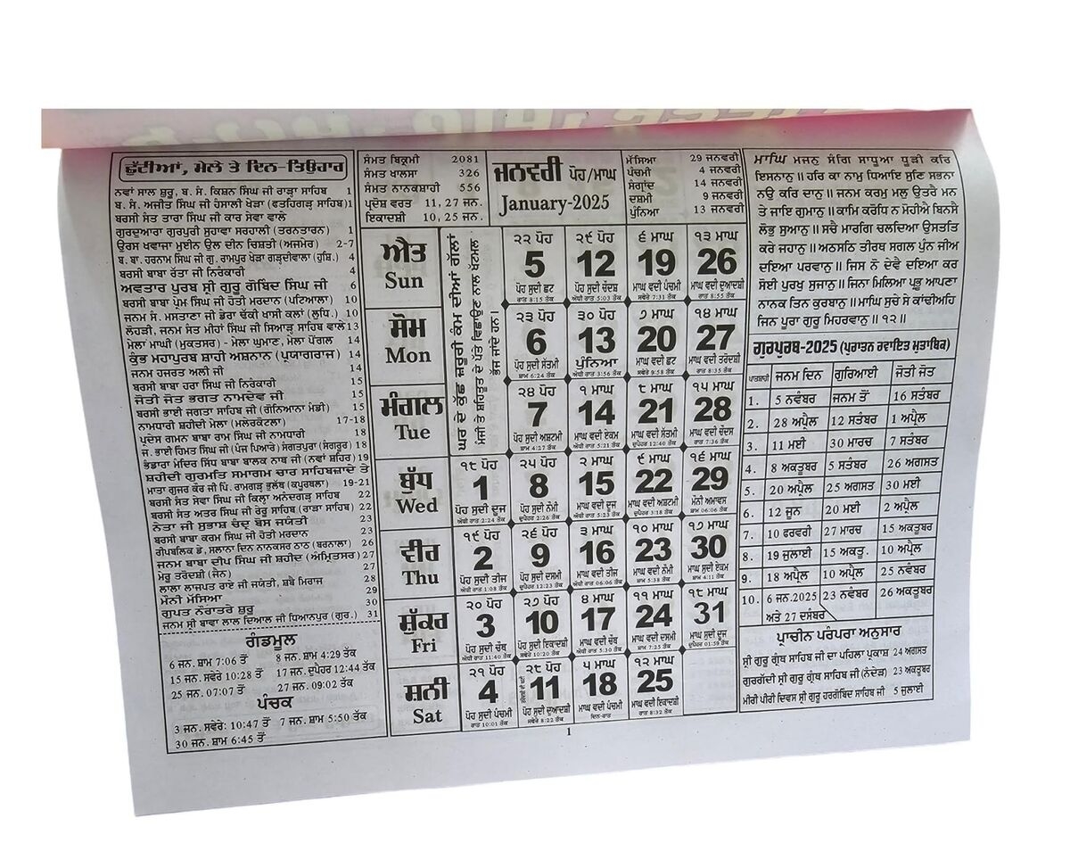 Nanakshahi Calendar 2025 Punjabi May Mada Sonnie