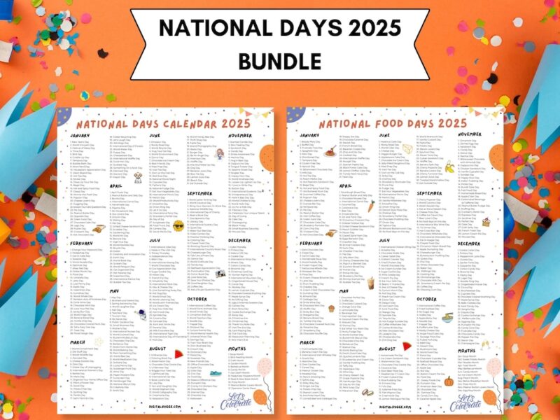 National Days Calendar Printable 2024 2025 National